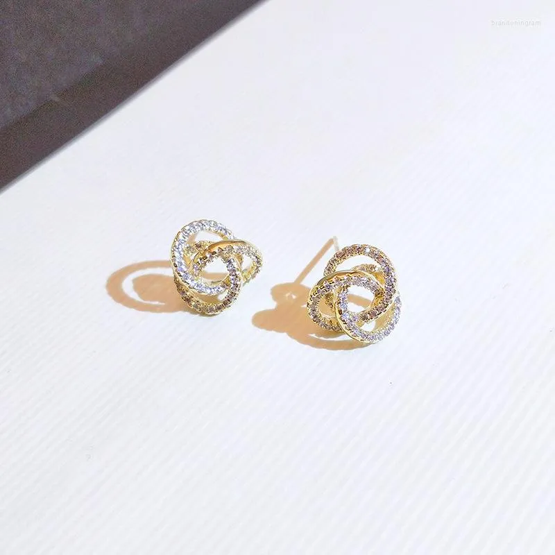 Orecchini a bottone DIWENFU 14K gioielli in oro orecchino di diamanti per le donne rotonda Aros Mujer Oreja Origine 14 K orecchini gialli