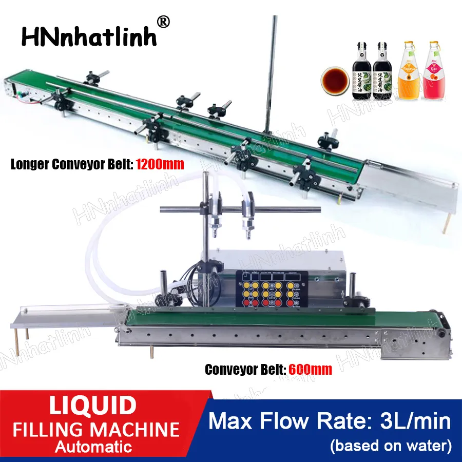 T200L 2 Heads High Temperature Heat Resistance Water Beverage Coffee Filling Machine With 1200mm Long Waterproof Conveyor Belt