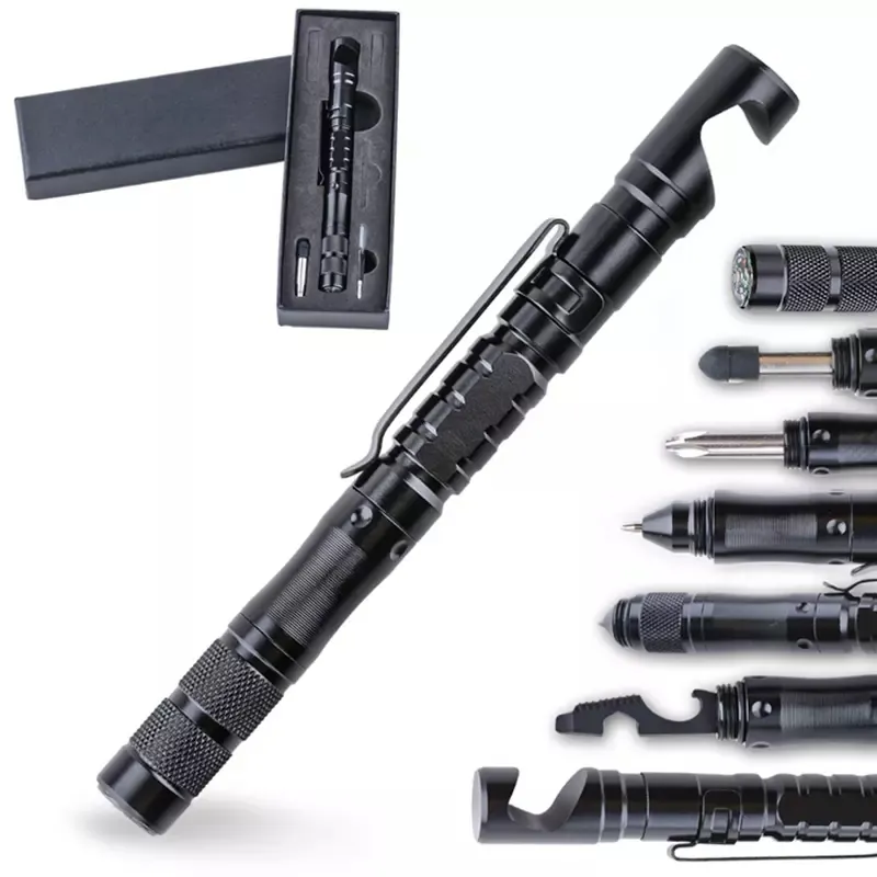 Ballpoint Pens Multifunctional Tactical Pen Мобильный держатель мобильного телефона тактическая самооборона ручка с сенсорным экраном ручка на открытом воздухе с Compass 230727