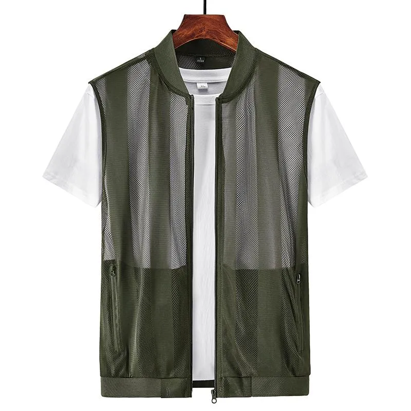 Gilets Grande taille maille gilets à séchage rapide mâle avec poches hommes respirant photographe tactique gilet de pêche travail veste sans manches