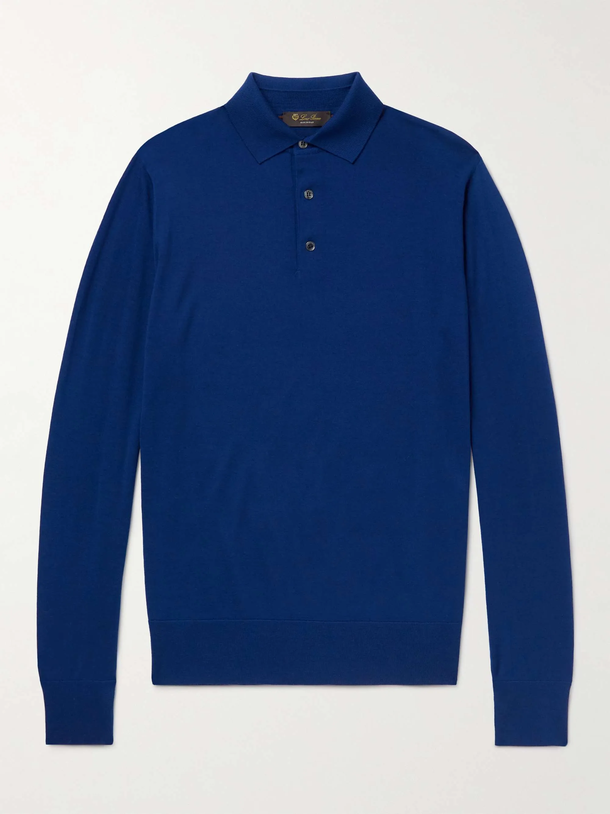 Loro Piano Designer Shirt Men Polos Långärmad Slim-Fit Virgin Wool Polo Shirts Navy Blue Fashion and Winter Tops