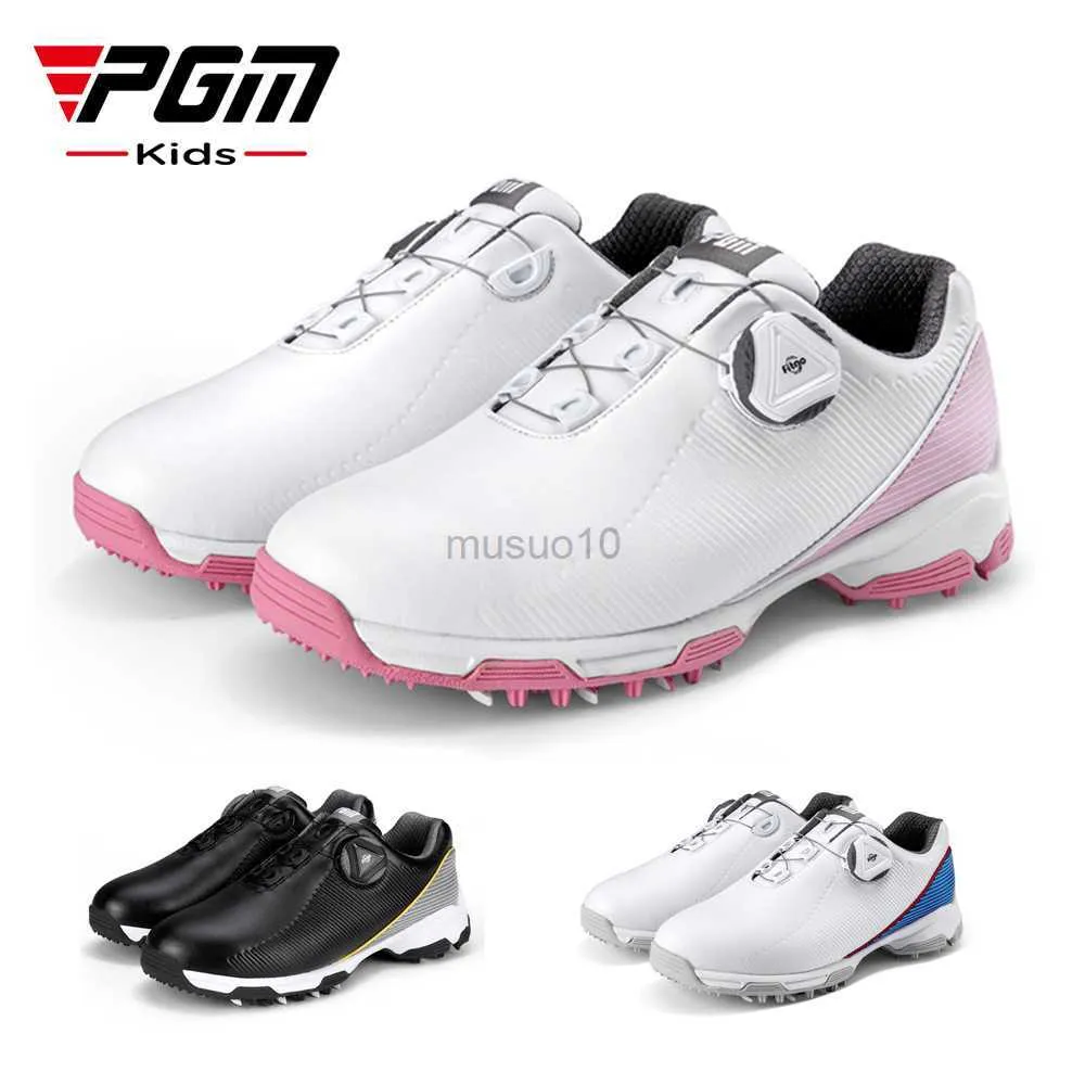 Autres produits de golf Nouveaux PGM Youth Microfibre Imperméables Chaussures de golf à laçage rapide Garçons et filles Respirant Anti Slip Spikes Sneakers Chaussures HKD230727