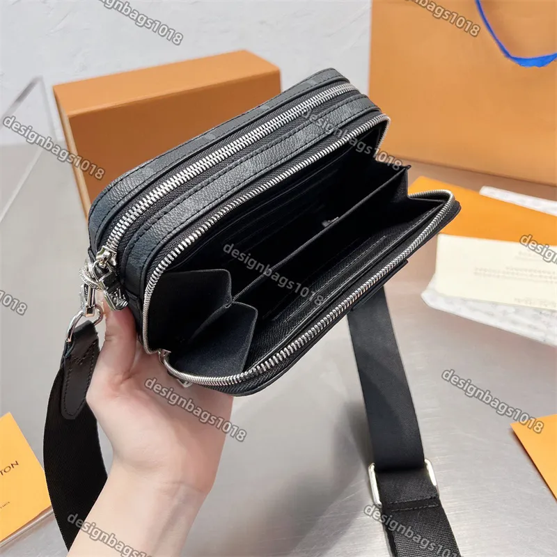 Monogrammierte Kornige Waden Leder Cross Body Wallet Umhangetasche Von Mannern In Schwarz Von 41 85 DHgate