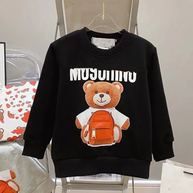 Детский свитер девочки мальчики с капюшоном для малышей дизайнер -дизайнерская уличная одежда детская толстовка Hiphop Пуловой свободный буквы медведь с печено