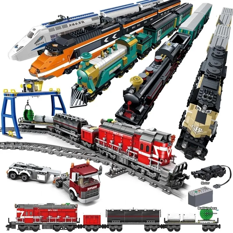 ダイキャストモデルKazi Electric Building Block Technical Train Series Railway Track Laying Machine Engineering Educational Assembling Toy 230726