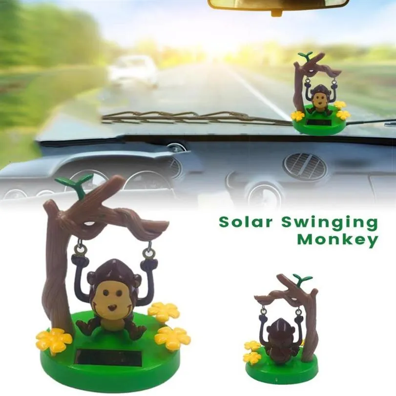 Interiördekorationer 1st Solenergi Dancing Cute Animal Swinging Animated Monkey Toy Car Styling Accessories Decor Kids Toys G2551