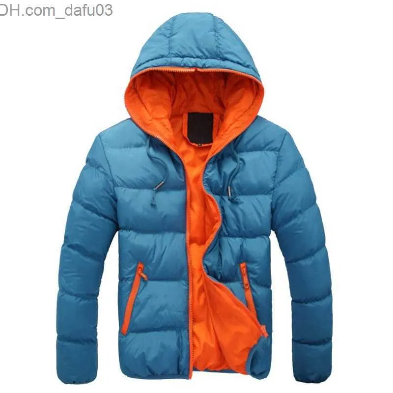 Męskie Down Parkas Winte Warm Doudoune Homme Modish Strata Płaszcz Solidna kurtka Down Men Men Casual Zippe Parkha Pluma Hombre Hooded Canada Kurtka Z230727