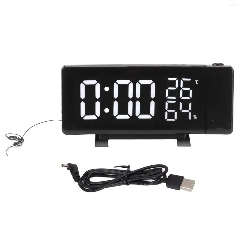 Horloges murales LED Projection Réveil Numérique FM Radio Mode Nuit Double Sortie USB Luminosité Réglable Pour La Maison