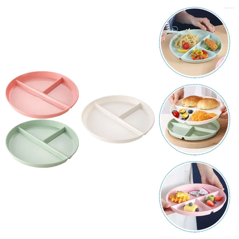 Geschirr-Sets, 3-teilig, Portionsteller, Diät, Kinder, geteilte Teller, Tabletts für Erwachsene, Essen, Abendessen, Fach, Trennwand, große Servierschüssel