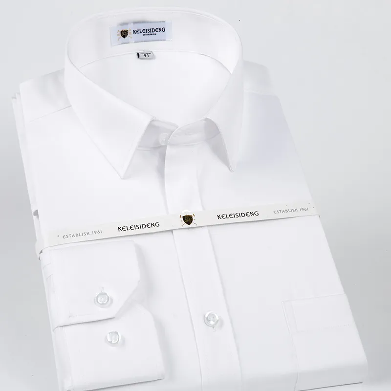 Męskie koszule swobodne nie żelazne standardfit solidne podstawowe sukienki Koszula Formalna działalność Premium 100% bawełniane męskie biuro pracy z długim rękawem 2307726