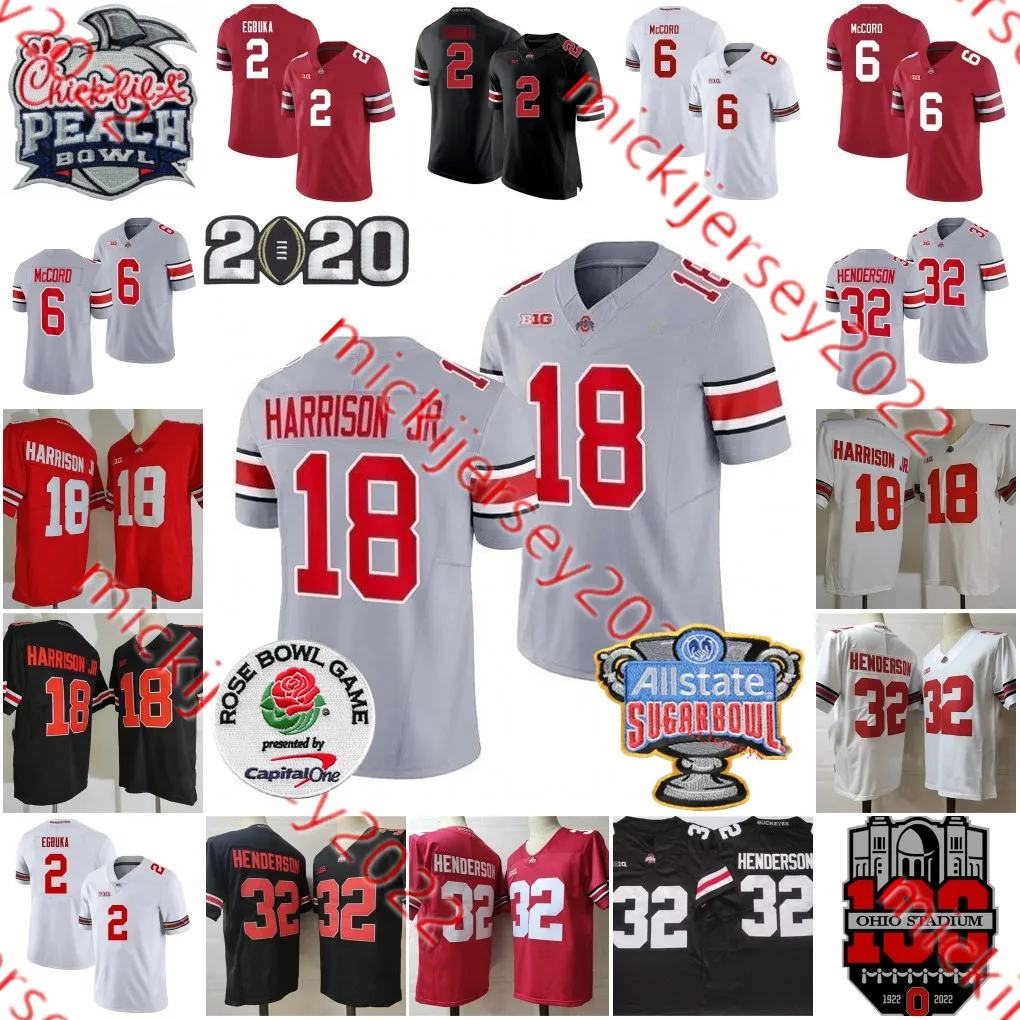 Marvin Harrison Jr. Emeka Egbuka Ohio State 축구 저지 저지 남성 스티치 트레비콘 Henderson Cade Stover Ohio State Buckeyes Jerseys