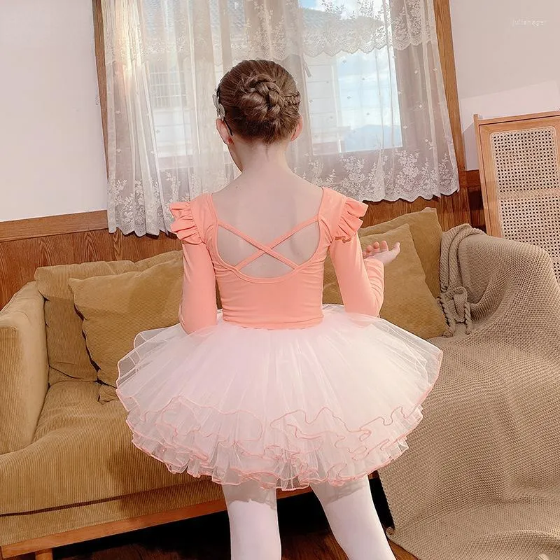 Scene Wear Girls Princess Dress Dance Children Ballet Costumes Tutu Gymnastics Leotards Kids Bodysuit för dans