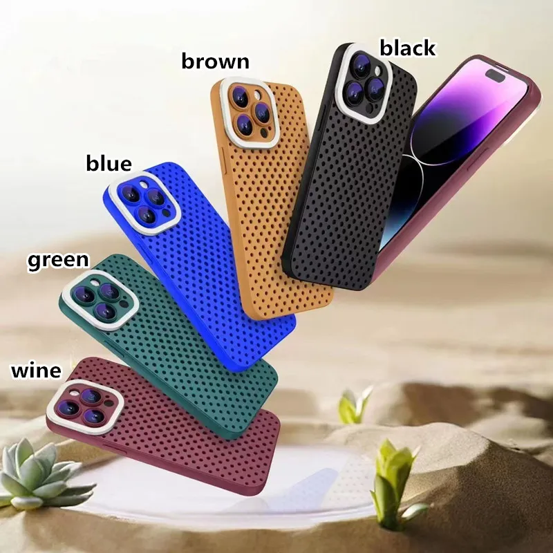 Heat Dissipation Phone Cases Hollow Designer Back Cover Flexible TPU Protector for iPhone 15 14 13 12 11 pro max X Xs XR 7 7P 8 8plus