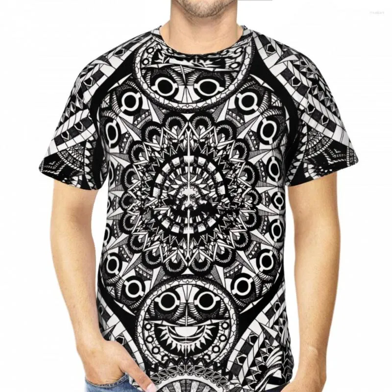 Men's T Shirts Lines Style Polyester 3D Print Mandala Shirt Outdoor Sports Quick-drying Clothes Casual Loose T-Shirt Street Tees