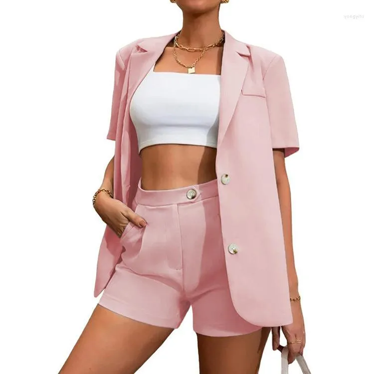 Vestes pour femmes 2023Veste décontractée Style d'été Tempérament Costume Couleur unie Manteau Taille haute Shorts Deux pièces