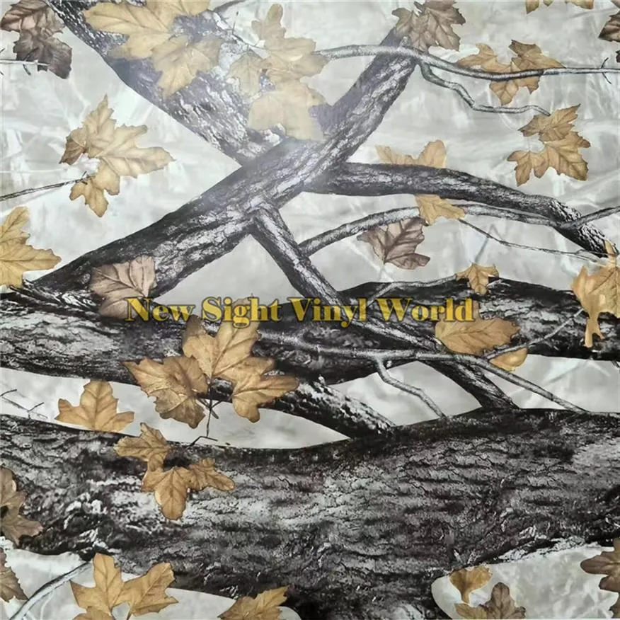 Yellow Leaf Realtree Camo Vinyl Wrapping Decal Bubble Nature Jakt efter lastbil Jeep Car Styling270T