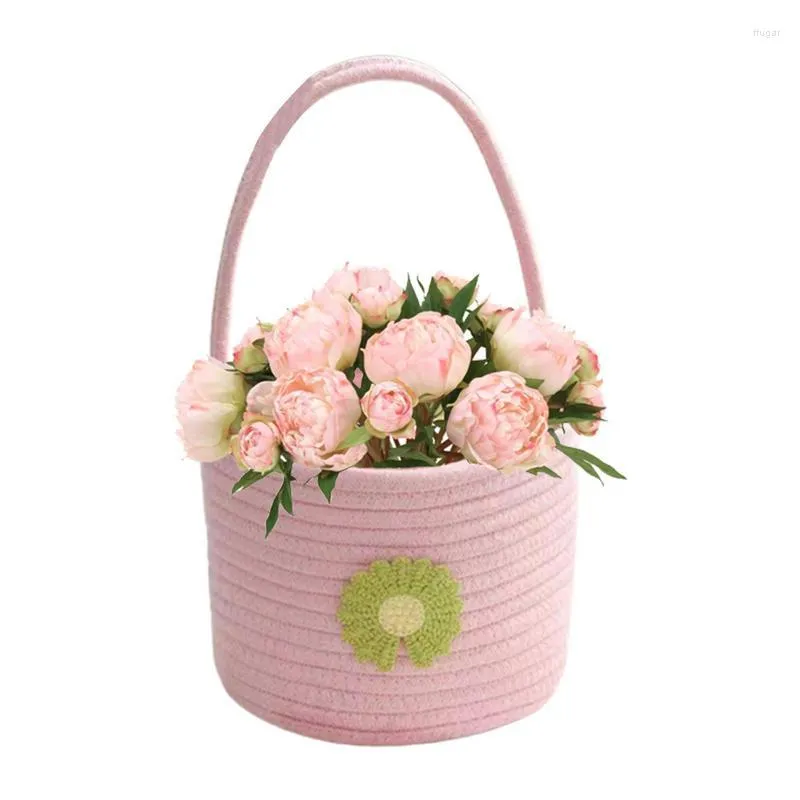 Storage Bags Rope Basket Small Round For Kids With Handle Empty Gift Decorative Bathroom Bedroom Nursery