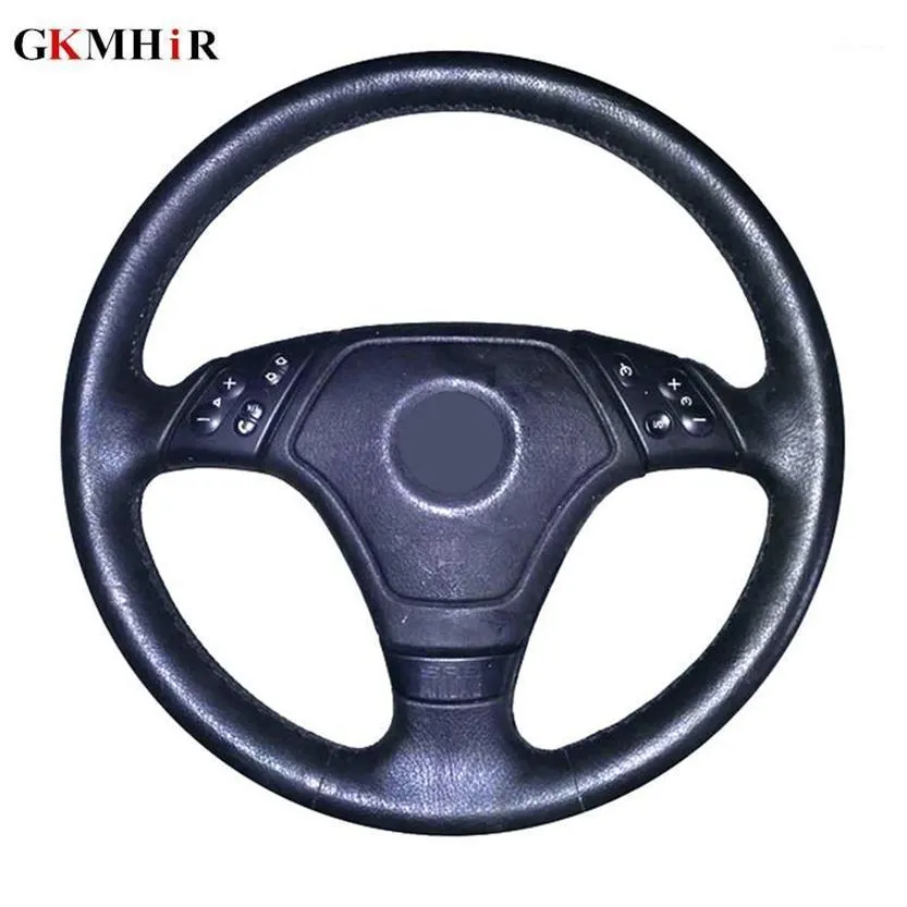 GKMHiR Coprivolante nero in vera pelle Coprivolante cucito a mano per auto per E36 E39 E46 Accessori interni1269U