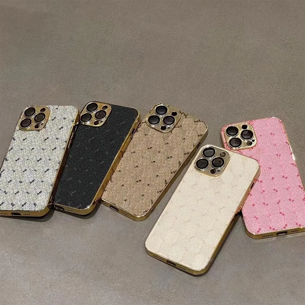 Luxury Designer phone case for iPhone14 13 12 11 Pro/Pro Max classic monogram print, bread feel, electroplated all-wrapped premium leather phone case.