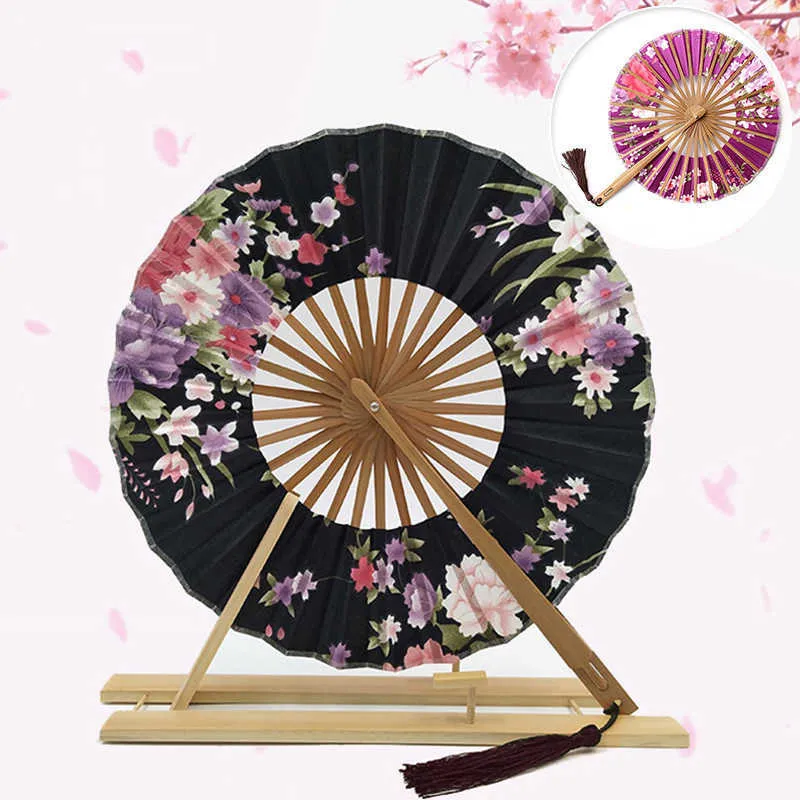 Chinese Stijl Producten Stijl Ronde Vouwventilator Vintage Kwastje Bloem Dans Hand Fan Art Craft Gift Bruiloft Woondecoratie Ornamenten