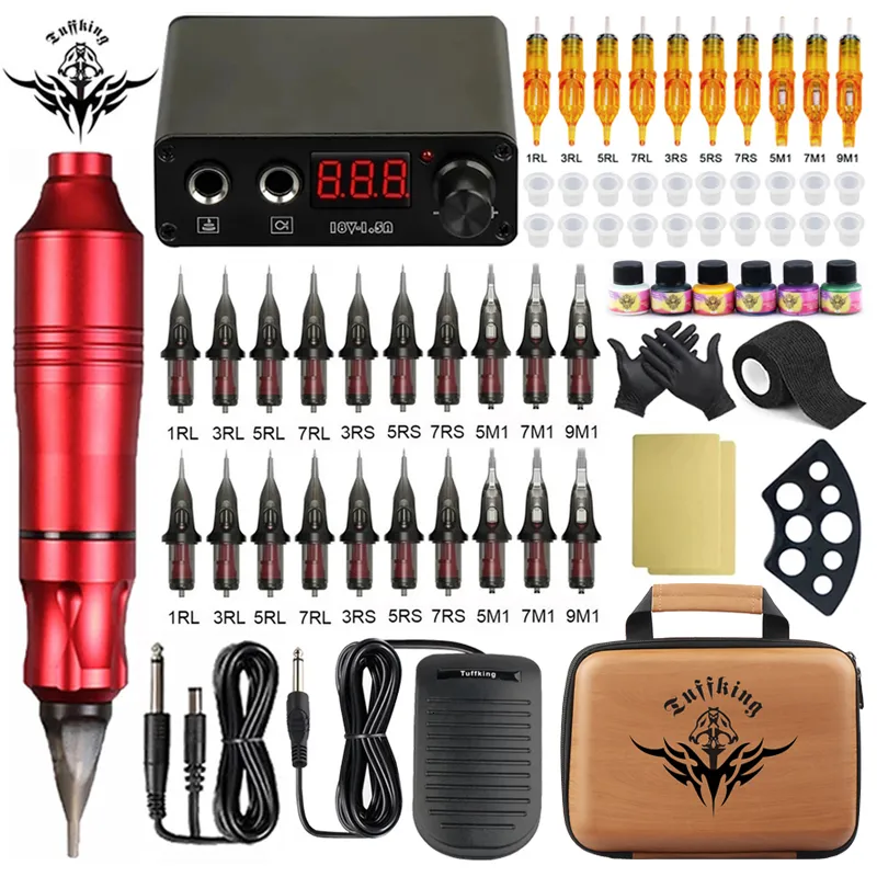 Kit de máquina de tatuagem pistola rotativa com cartucho agulha tinta tinta maquiagem permanente para arte corporal 230728