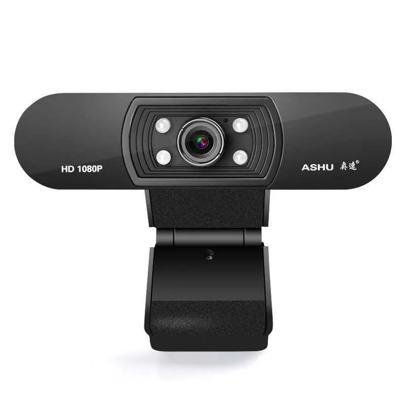 Webcams Webcam 1080P-Kamera, LED-Licht, Sicht, Autofokus, digitales Mikrofon mit Sockel