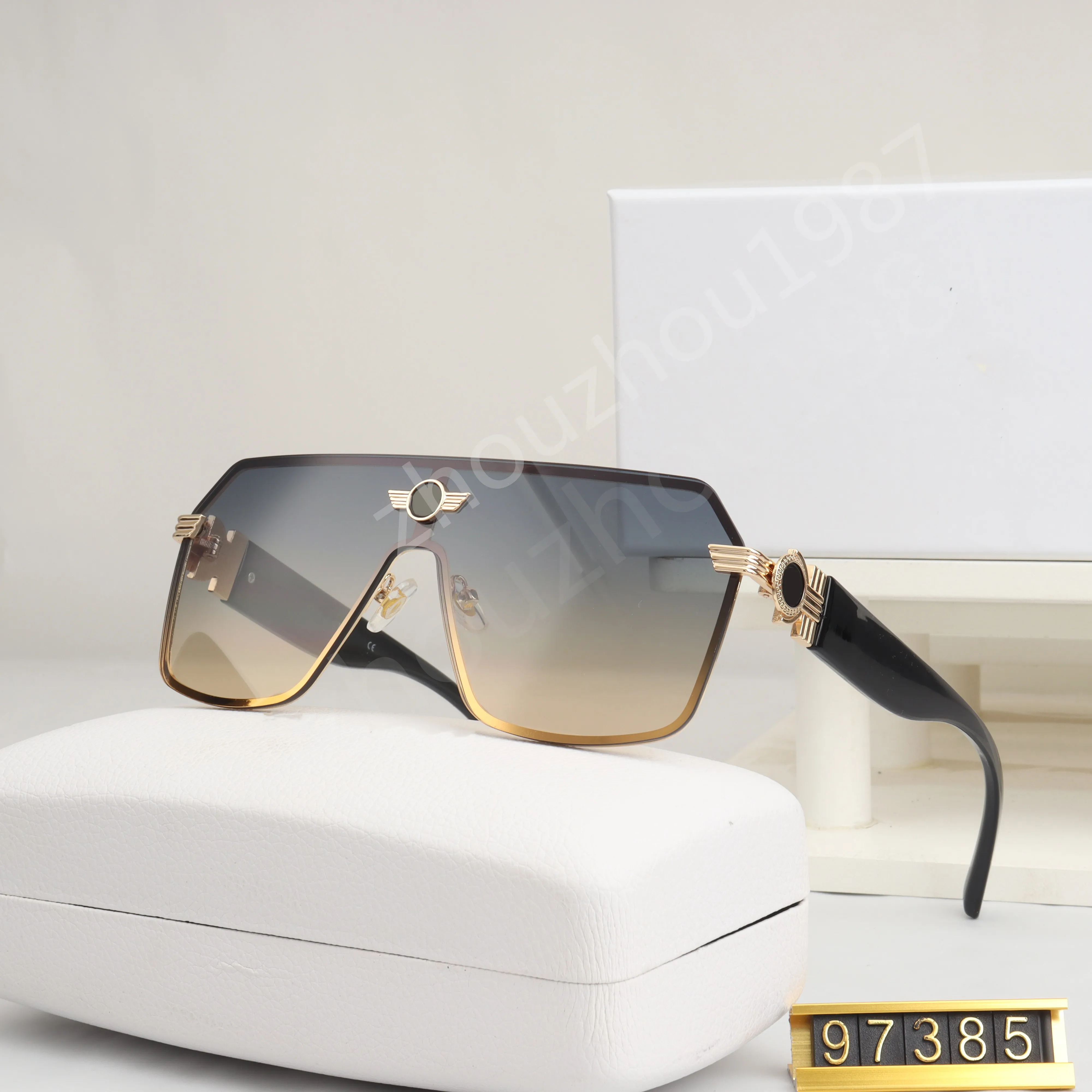 2023 übergroße Randlose Sonnenbrille Frauen Große Shades Mode Hohe Qualität Männer Quadratische Sonne Glas Weibliche Metall Gradient Shades MIT BOX