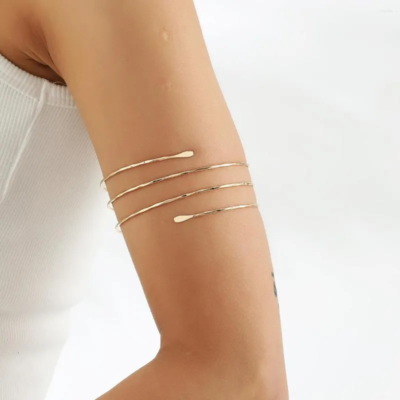 Pulseira 1 peça simples anel de braço de linha de metal para mulheres