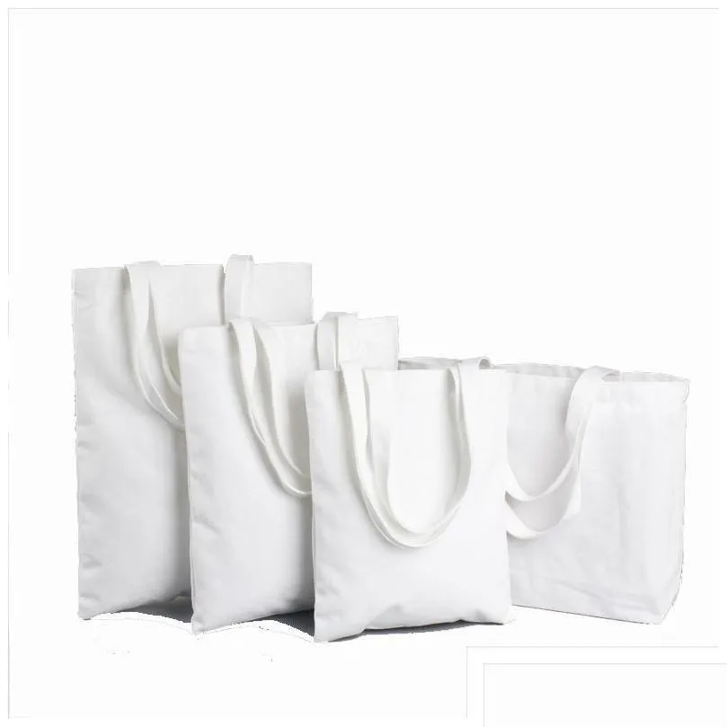 Sublimering av tomma grossistsäckar tomma polyester totes canvas återanvändbar livsmedelsbutik 12oz för diy hantverk och dekorera drop dhniy dhcwp