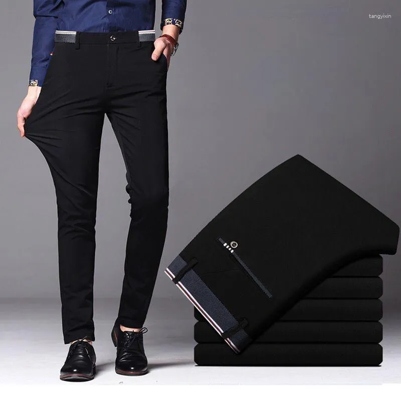 Men's Pants Quality Fashion Business Casual Long Spring Autumn Suit Male Elastic Straight Formal Trousers Plus Big Size