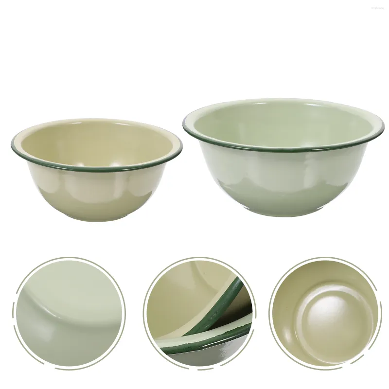 Dinnerware Sets 2 Pcs Enamelware Bowl Soup Bowls Lids Ceramic Enamel Container Porcelain Stew