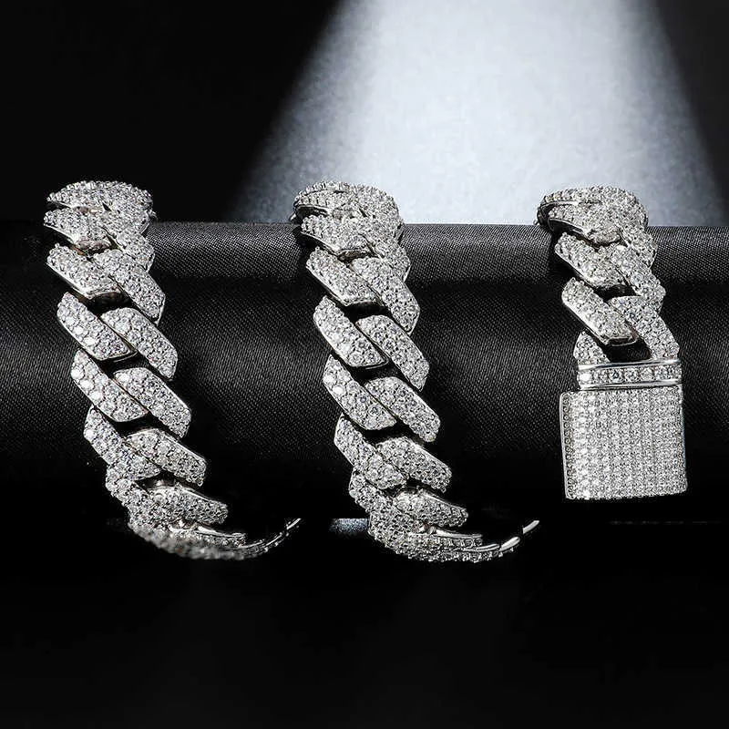 Hiphop 14mm tung kubansk prong kedja halsband isad ut zirkon guld silver färg lyx bling kedjor för män choker smycken