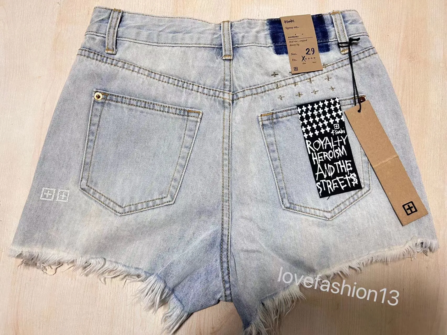 Ksubi Jerans Denim Shorts Womens Light Blue High Waisted Thin with Holes and Tassels Summer Sexy Hot Pants