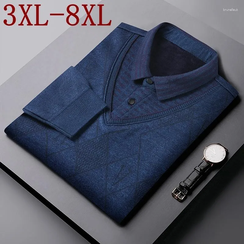 Camisolas Masculinas 7XL 8XL 6XL Mais Camisola de Veludo Masculina 2023 Inverno Grosso Quente Velo de Natal Pulôveres Masculinos de Alta Qualidade