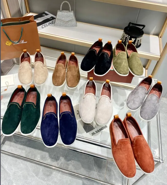 New Fashion Loro Sneakers Mocassin Soft Suede Leather Mens Lp Walk Shoes Luxury Designer Loafer Shoes Shoe Size 39-46