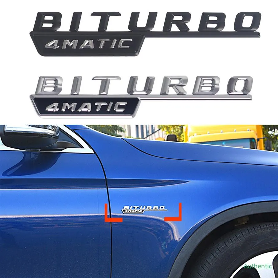 2PCS Car Fender Biturbo 4Matic Sticker for Mercedes Benz AMG CLA