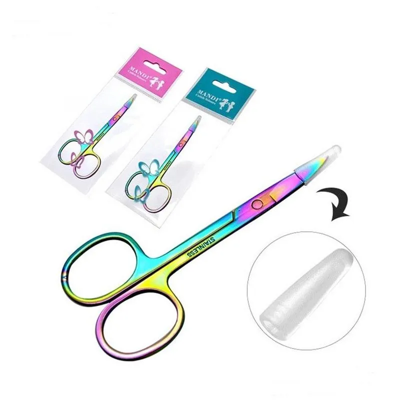 Andra hälsoskönhetsartiklar Colorf Stainless Steel Eyebrow Scissor False Eyelash Hair Trimning Makeup Nail Dead Skin Tool Drop Delive Dhace