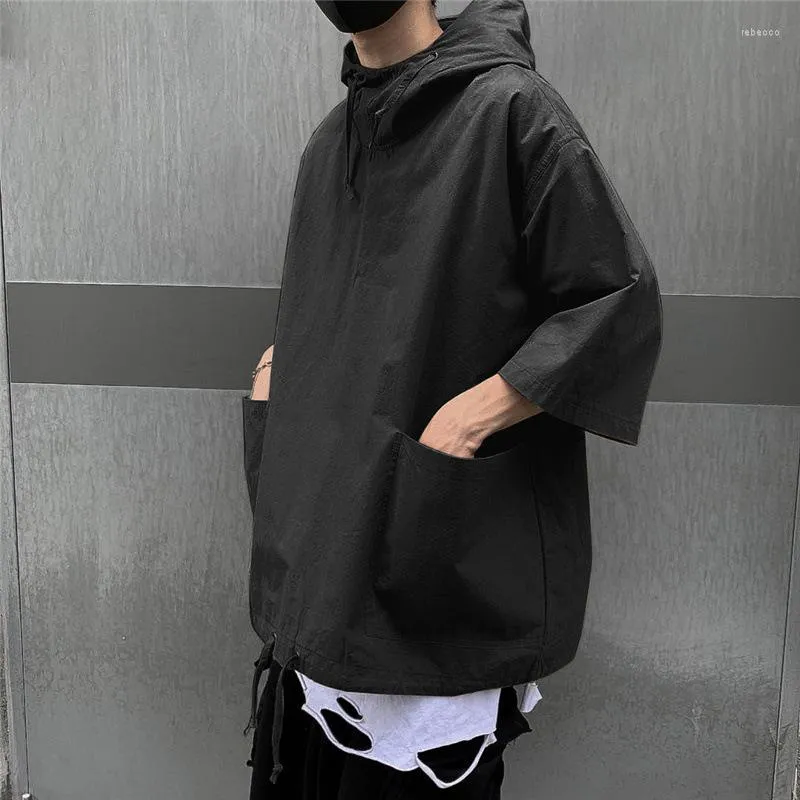 Thin short top sleeve hoodie