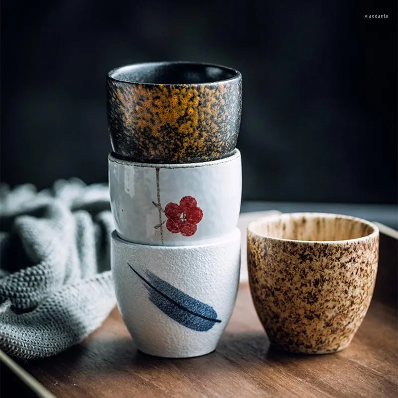 Mokken Handbeschilderde keramische theekop Coffee Shop Pull Flower Milk Retro ronde waterporseleinen mok Tumbler Cups