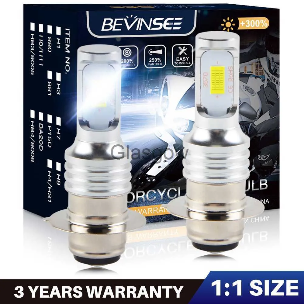 Éclairage de moto Bevinsee P15D251 LED ampoule de phare de moto pour Honda Kawasaki Polaris Yamaha 6000K blanc Mini taille LED Moto lumières 12V x0728