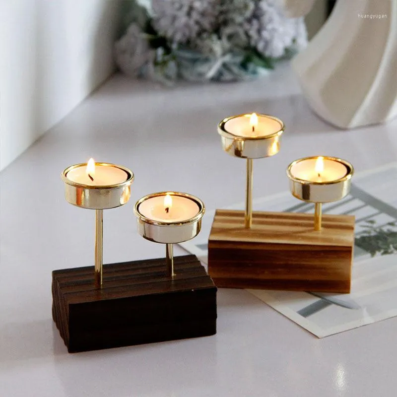 Candle Holders Vintage Wooden Simple Home Decoration Ornaments Christmas Valentine's Day Wedding