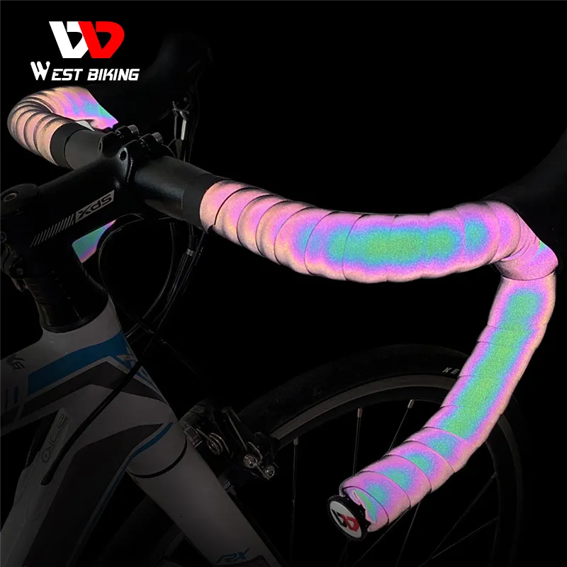 Fietsstuur Componenten WEST BIKING Reflecterend Fietsstuurlint Kwaliteit EVA Schokbestendig Bike Cycling Bar Tape Wrap Met Bar Plugs Fietsaccessoires 230728