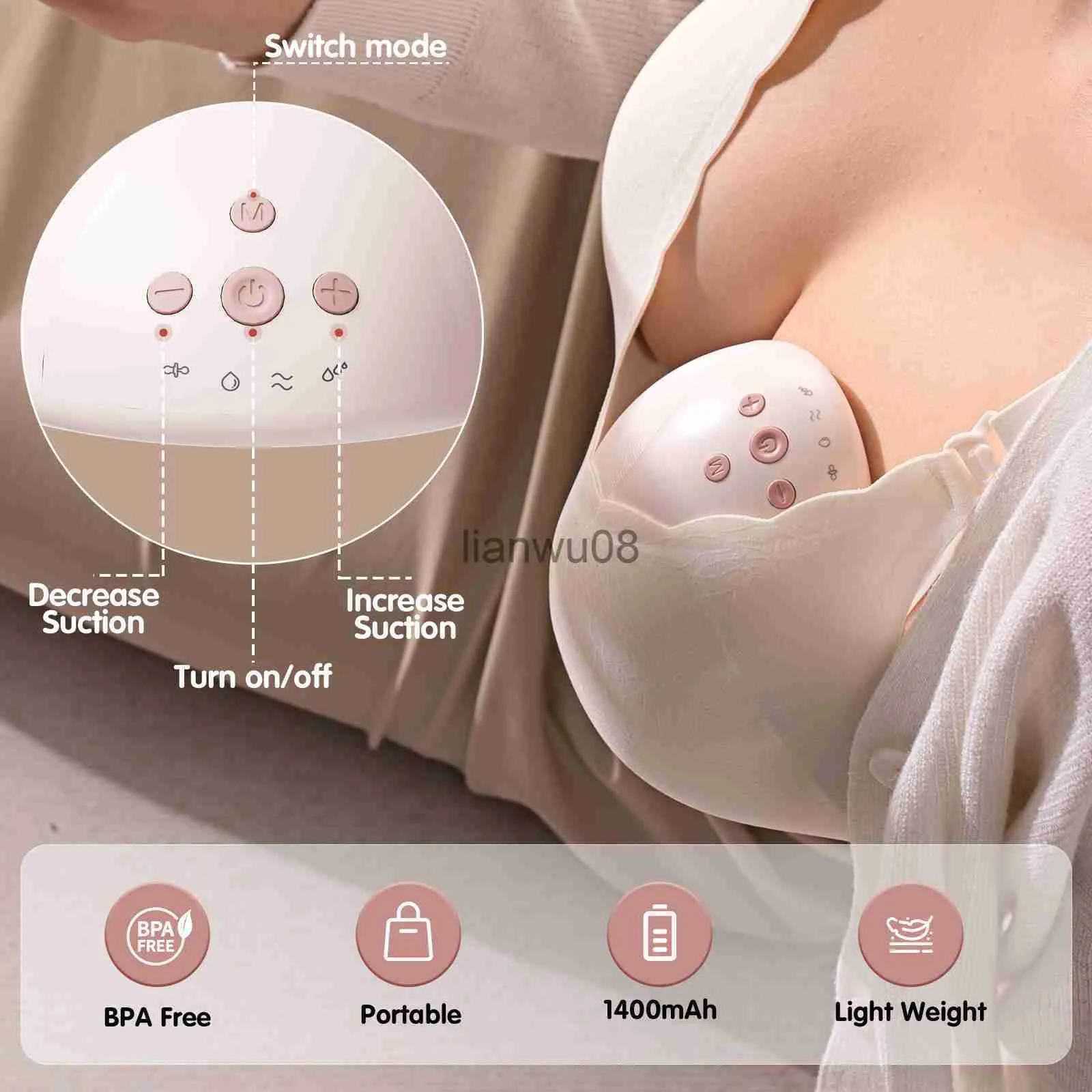 NCVI Hands Free Double Wearable Breast Pump With 4 Modes And 9 Levels  Electric Intelligent Breast Pump Model X0726 From Lianwu08, $57.07