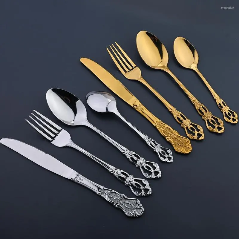 Servis uppsättningar Terprun 30 st -bestick set i rostfritt stål kök plattvarikknivga gaffel sked västerländsk bordsspegel silver
