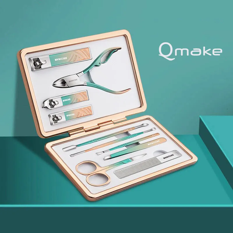 Nagelklippare Qmake 10st Manicure Set Graduated Nail Clipper Rostfritt stål Hight Kvalitalt Nail Cutter Scissor Cuticle Nail Tools Nipper Set 230728