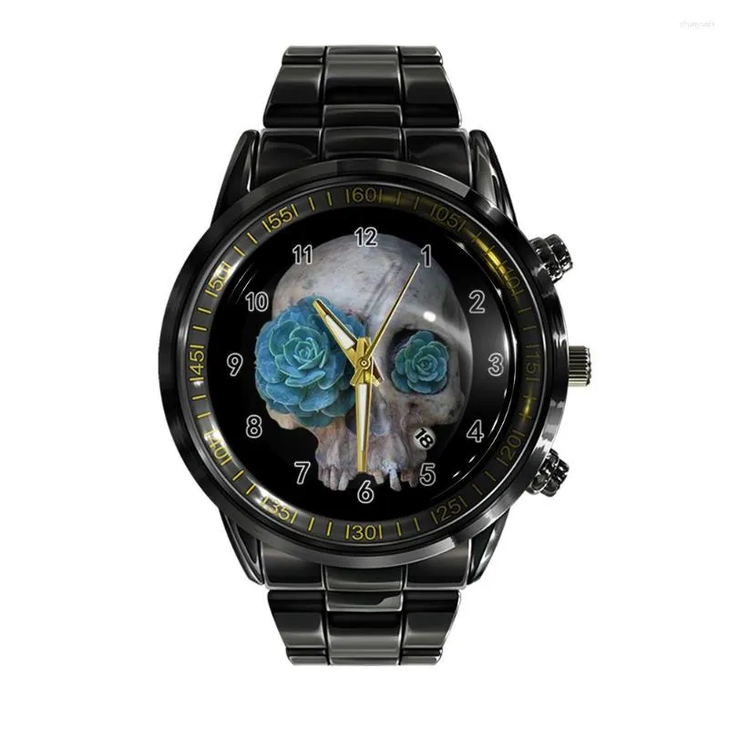 Wristwatches Trend Watch Skull Men's Calendar Alloy Horror Watches Business Sports Wrist