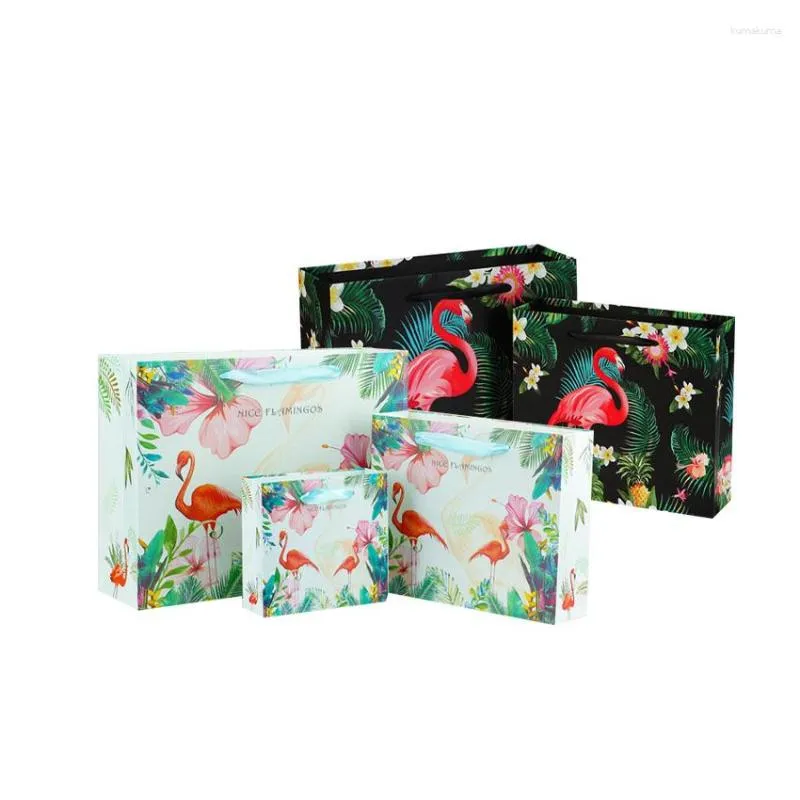 Emballage cadeau 10 Pcs/lot Vintage Flamingo forêt riche oiseau sac à main avec corde multifonction Festival sac poignées approvisionnement de fête