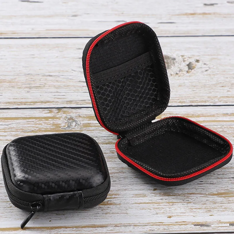 Square Earphone Mini Zipper Boxes Storage Carrying Bag Earbud Case Cover For USB Key Coin Holder Supplies