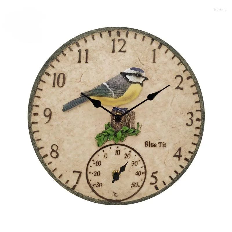 ウォールクロック12 "屋外の防水庭園ヤード装飾樹脂時計付きクリエイティブ