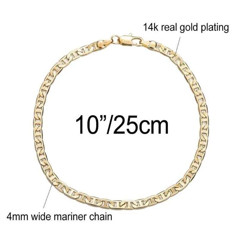 anklets 4mm mariner link chain gold color anklet 9 10 11 inches cuban ankle bracelet for women men waterproof